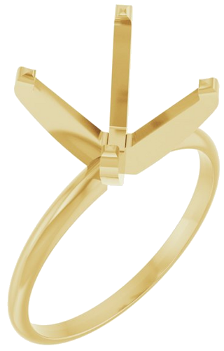 14K Yellow 8 x 8 mm Square Ultra-Lightweight Solitaire Engagement Ring Mounting (1)