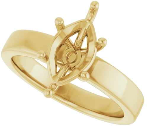 14K Yellow 12x6 mm Marquise Solitaire Engagement Ring Mounting (5)