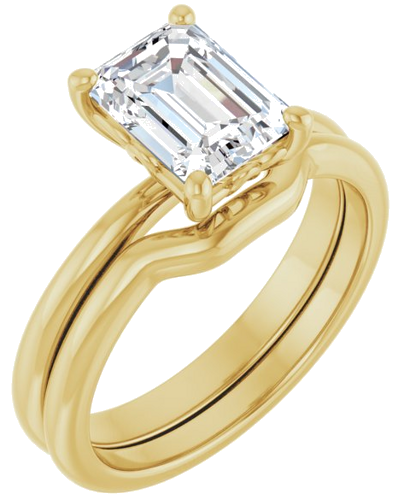 14K Yellow 8x6 mm Emerald Solitaire Engagement Ring Mounting (6)