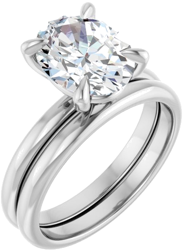 10K White  10x8 mm Oval Solitaire Engagement Ring Mounting (6)