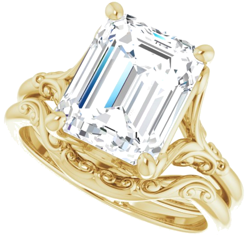 14K Yellow 10x8 mm Emerald Solitaire Engagement Ring Mounting (10)