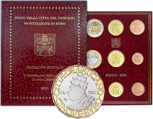 2021 Ватикан Набор монет евро BU с монетой 5 евро (3)