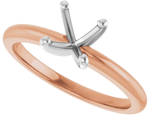 14K Rose   White  6.5 mm Round Solitaire Engagement Ring Mounting (5)