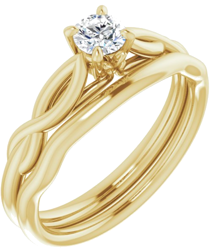 14K Yellow  4.1 mm Round Solitaire Engagement Ring Mounting (6)