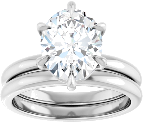 14K White 10x8 mm Oval Solitaire Engagement Ring Mounting (8)