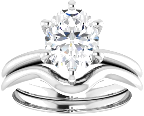 14K White  9x7 mm Oval Solitaire Engagement Ring Mounting (8)