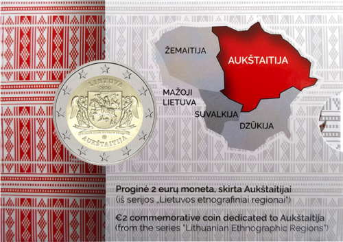 2020 Литва Аукштайтия монета 2 евро BU на карточке (3)