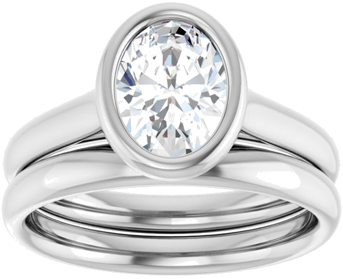 Sužadėtuvių Žiedas „Bezel-Set Solitaire“ 585 Baltojo Aukso Oval 8mm x 6mm (8)