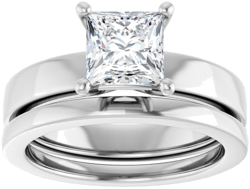 Sužadėtuvių Žiedas „Solitaire“ 585 Baltojo Aukso Square 6mm (8)