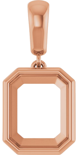 Pakabukas „Bezel-Set“ 585 Rožinis Aukso Emerald 10mm x 8mm (1)