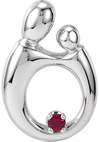 14K White 1-Stone Mother and Child® Family Slide Pendant Mounting (1)