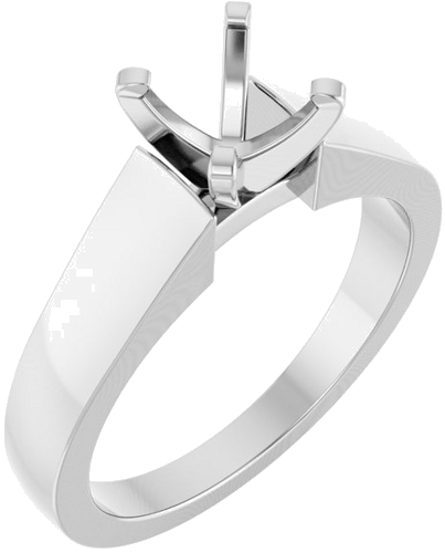 14K White 6.5 mm Round Solitaire Engagement Ring Mounting (1)