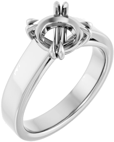 10K White 8 mm Round Engagement Ring Mounting (1)