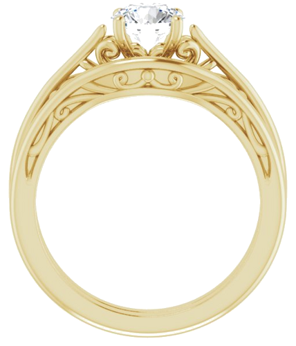 Sužadėtuvių Žiedas „Solitaire“ 585 Geltonojo Aukso Round 5.8mm (17)