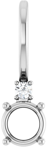 14K White 4 mm Round .015 CT Natural Diamond Semi-Set Charm Pendant (1)