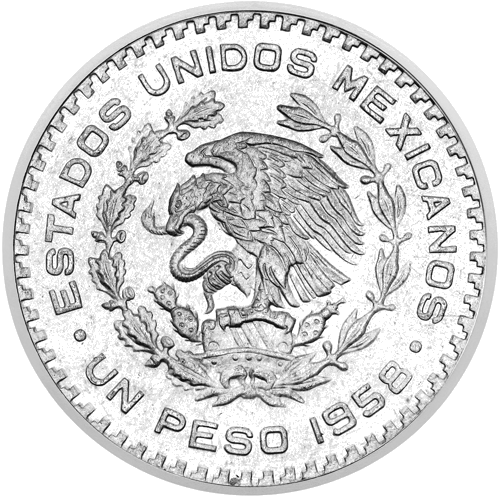 1 песо Морелос Мексико (1957–1967) сребърна монета (1)