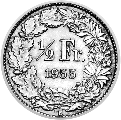 1/2 franka Helvetia (1875–1967) Šveice sudraba monēta (2)