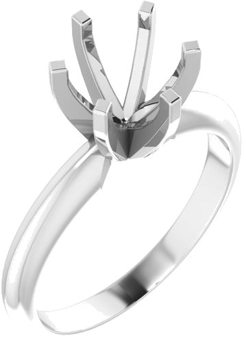 14K White 7.3-7.7 mm Round 6-Prong Solitaire Ring Mounting (1)