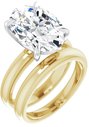 Sužadėtuvių Žiedas „Solitaire“ 585 Baltojo Ir Geltonojo Aukso Oval 14mm x 10mm (6)