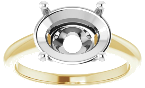 14K Yellow White 11x9 mm Oval Solitaire Engagement Ring Mounting (3)