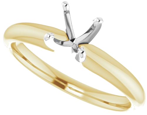 14K Yellow   White 5.4-5.7 mm Round 4-Prong Solitaire Ring Mounting (5)