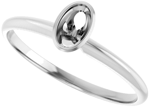 Sužadėtuvių Žiedas „Solitaire“ 585 Baltojo Aukso Oval 5mm x 3mm (5)