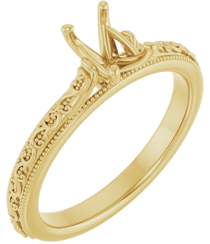 Sužadėtuvių Žiedas „Solitaire Sculptural“ 14k yellow gold Emerald 6mm x 4mm (1)
