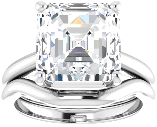 Sužadėtuvių Žiedas 585 Baltojo Aukso Asscher 10mm (8)
