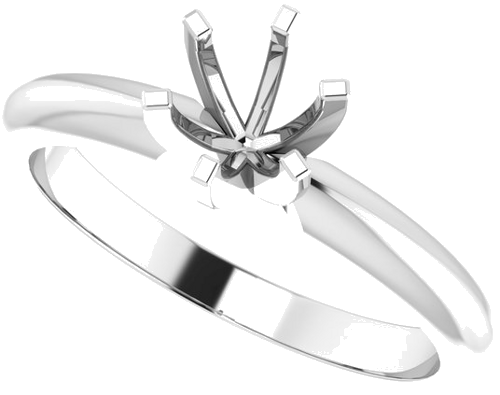 Platinum 5-5.3 mm Round 6-Prong Solitaire Ring Mounting (5)