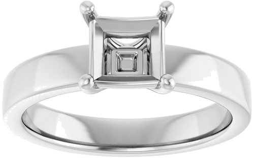 14K White 5.5 mm Square Solitaire Engagement Ring Mounting (3)