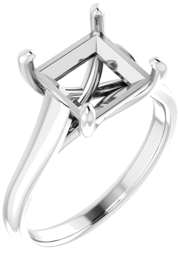 Sužadėtuvių Žiedas „Solitaire“ 585 Baltojo Aukso Square 8mm (1)