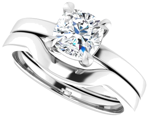 Sužadėtuvių Žiedas „Solitaire“ 585 Baltojo Aukso Cushion 6mm (10)