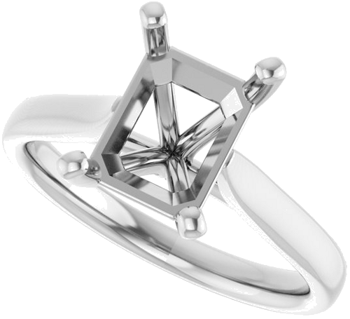 14K White 9x7 mm Emerald Engagement Ring Mounting (5)