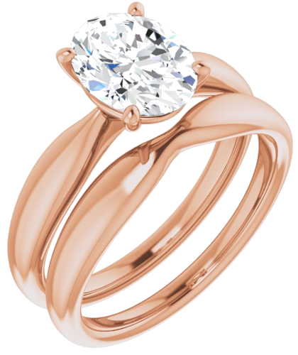 14K Rose  9x7 mm Oval Solitaire Engagement Ring Mounting (6)
