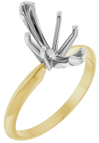 14K Yellow   White 6-Prong 13x6 mm Marquise V-End Solitaire Ring Mounting (1)