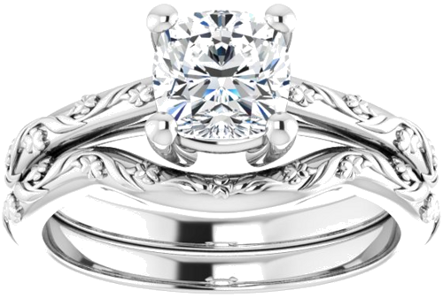 Sužadėtuvių Žiedas „Solitaire“ 585 Baltojo Aukso Cushion 6mm (8)