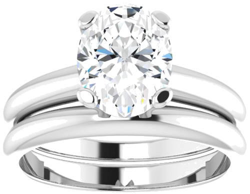 14K White 9x7 mm Oval Solitaire Engagement Ring Mounting (8)