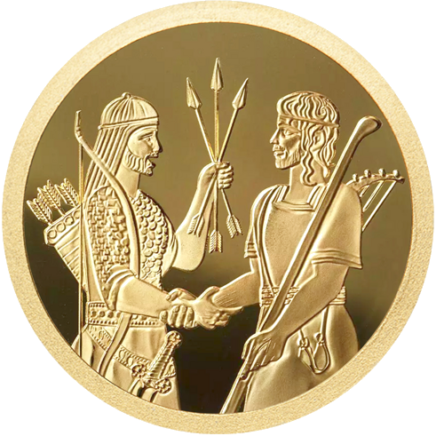 1/20 oz Давид и Ионафан 2024 Израиль золотая монета (1)