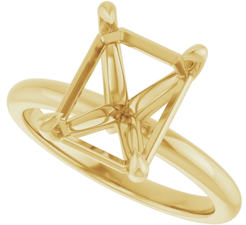 Sužadėtuvių Žiedas 585 Geltonojo Aukso Emerald 10mm x 8mm (5)