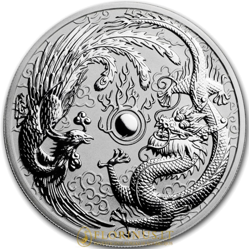 2017 Drakonas ir Feniksas 1 oz sidabrinė moneta (1)