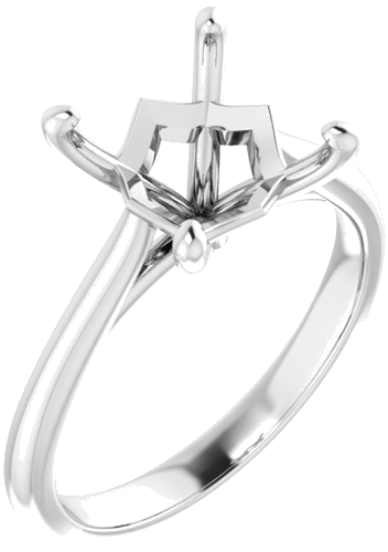 14K White 7.5 mm Square Solitaire Engagement Ring Mounting (1)
