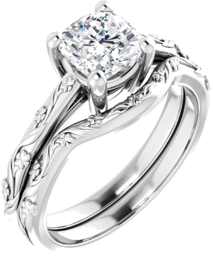 Sužadėtuvių Žiedas „Solitaire“ 585 Baltojo Aukso Cushion 6mm (6)