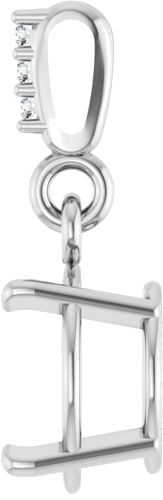 14K White 8 mm Round .01 Natural Diamond Semi-Set Pendant (3)