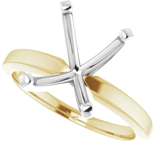 14K Yellow White 10x8 mm Emerald Solitaire Engagement Ring Mounting (5)