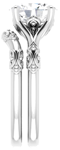 14K White 9x7 mm Oval Solitaire Engagement Ring Mounting (9)