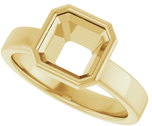 14K Yellow 7 mm Asscher Solitaire Engagement Ring Mounting (5)