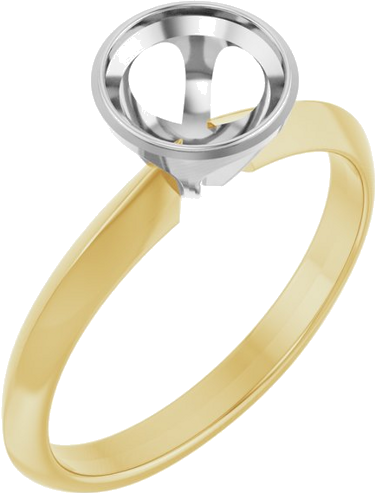 14K Yellow White 6.5 mm Round Solitaire Engagement Ring Mounting (1)