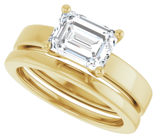 Sužadėtuvių Žiedas „Solitaire“ 585 Geltonojo Aukso Emerald 8mm x 6mm (10)