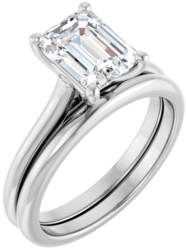 14K White 8x6 mm Emerald Solitaire Engagement Ring Mounting (6)