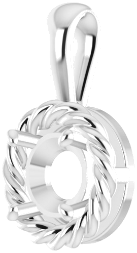 Pakabukas „Rope“ 585 Baltojo Aukso Round 6mm (2)